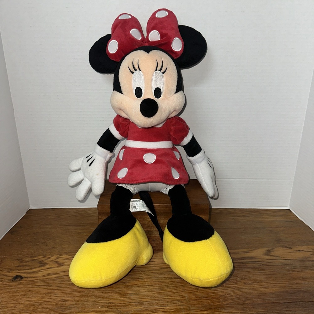 Minnie Mouse Plush 20" Disney Parks Authentic Original Red‎ White Polka Dots EUC